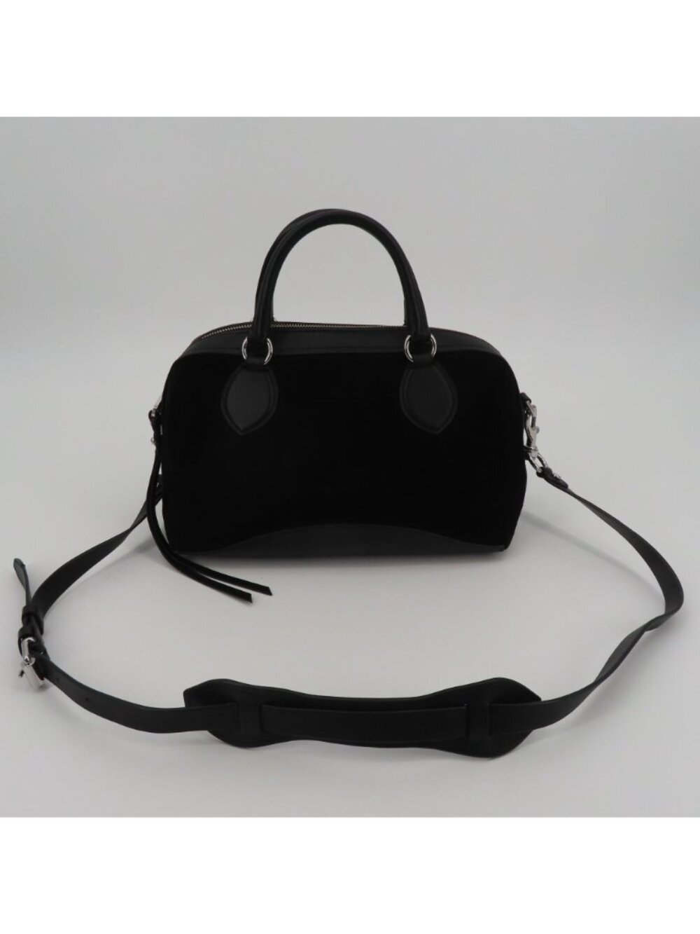 Rebecca Minkoff Pippa Duffle Black Suede Leather Crossbody Handbag Purse Bag - Picture 15 of 15